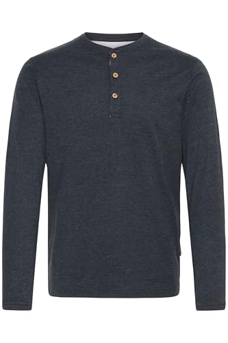 Indicode IDGifford Herren Longsleeve Langarmshirt Shirt mit Grandad-Ausschnitt Baumwollmischung Regular fit, Größe:M, Farbe:Navy Mix (420) von Indicode