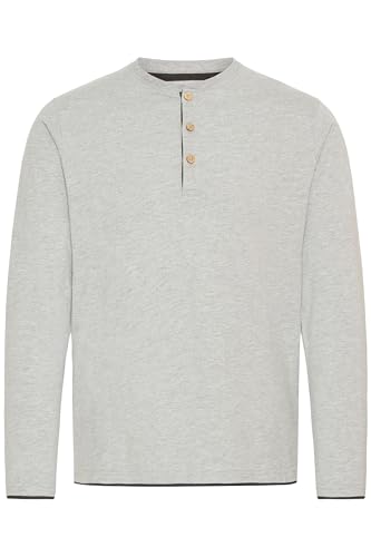 Indicode IDGifford Herren Longsleeve Langarmshirt Shirt mit Grandad-Ausschnitt Baumwollmischung Regular fit, Größe:S, Farbe:Light Grey Mix (913) von Indicode