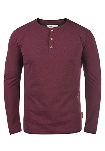 Indicode IDGifford Herren Longsleeve Langarmshirt Shirt mit Grandad-Ausschnitt Baumwollmischung Regular fit, Größe:S, Farbe:Wine (227) von Indicode