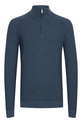 Indicode IDJador Herren Strickpullover Troyer Feinstrick Pullover mit Troyerkragen Baumwollmischung Regular fit, Größe:M, Farbe:Navy (400) von Indicode