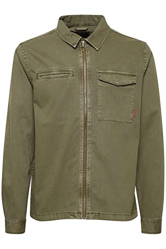 Indicode 10335MM IDJannik Herren Feldjacke Übergangsjacke jacke Überhemd Shacket Glatte-Optik unifarben Hemdjacke mit Reißverschluss Regular Fit, Größe:2XL, Farbe:Army (600) von Indicode