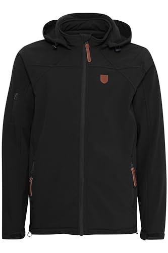 Indicode IDJonas Herren Softshelljacke Übergangsjacke Jacke mit Kapuze Reißverschlusstaschen Gummizug Regular fit, Größe:2XL, Farbe:Black (999) von Indicode