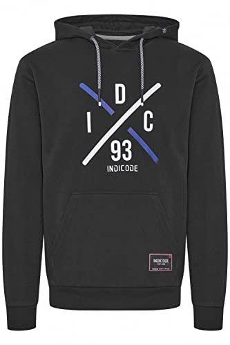 Indicode IDLeon Herren Sweatshirt Hoodie Kapuzenpullover Pullover mit Kapuze und Känguru Tasche Print, Größe:L, Farbe:Black (999) von Indicode