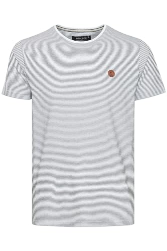 Indicode IDLupko Herren T-Shirt Kurzarm Shirt mit Streifen mit Rundhalsausschnitt, Größe:L, Farbe:Off-White (002) von Indicode