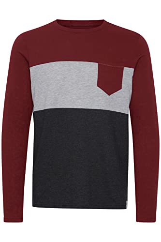 Indicode IDMatheo Herren Longsleeve Langarmshirt Shirt mit Rundhals-Ausschnitt, Größe:L, Farbe:Bordeaux (201) von Indicode