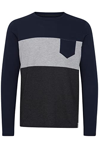 Indicode IDMatheo Herren Longsleeve Langarmshirt Shirt mit Rundhals-Ausschnitt, Größe:L, Farbe:Navy (400) von Indicode