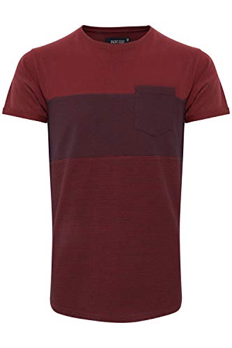 Indicode IDMorler Herren T-Shirt Kurzarm Shirt mit Streifen aus 100% Baumwolle mit Rundhalsausschnitt, Größe:3XL, Farbe:Bordeaux (201) von Indicode