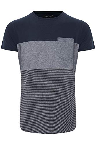 Indicode IDMorler Herren T-Shirt Kurzarm Shirt mit Streifen aus 100% Baumwolle mit Rundhalsausschnitt, Größe:3XL, Farbe:Navy (400) von Indicode