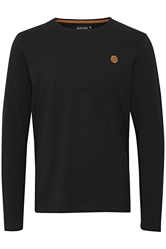 Indicode IDPhillo Herren Longsleeve Langarmshirt Shirt mit Rundhals Label-Badge 100% Baumwolle Regular fit, Größe:XL, Farbe:Black (999) von Indicode