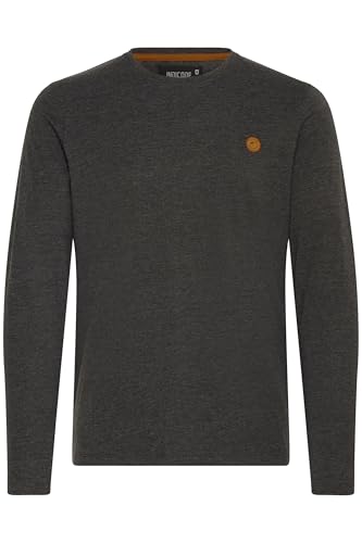 Indicode IDPhillo Herren Longsleeve Langarmshirt Shirt mit Rundhals Label-Badge 100% Baumwolle Regular fit, Größe:XL, Farbe:Charcoal Mix (915) von Indicode