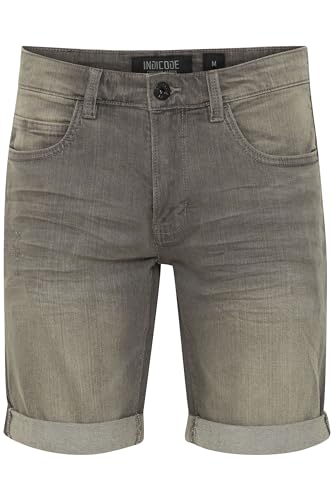 Indicode IDQuentin Herren Jeans Shorts Kurze Denim Hose im Stretch Eingriffstaschen Destroyed-Optik Baumwollmischung Regular fit, Größe:S, Farbe:Light Grey (901) von Indicode