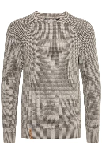 Indicode IDRockford Herren Pullover Strickpullover Grobstrick Pullover mit Rundhals-Ausschnitt Rippbündchen 100% Baumwolle Regular fit, Größe:3XL, Farbe:Iron (920) von Indicode
