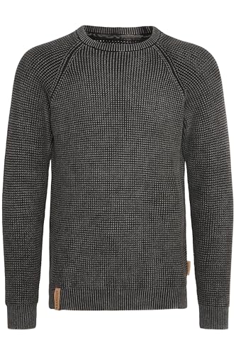 Indicode IDRockford Herren Pullover Strickpullover Grobstrick Pullover mit Rundhals-Ausschnitt Rippbündchen 100% Baumwolle Regular fit, Größe:S, Farbe:Black (999) von Indicode