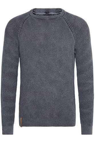Indicode IDRockford Herren Pullover Strickpullover Grobstrick Pullover mit Rundhals-Ausschnitt Rippbündchen 100% Baumwolle Regular fit, Größe:S, Farbe:Navy (400) von Indicode