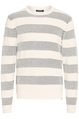 Indicode IDTelly Herren Strickpullover Grobstrick Pullover mit Rundhals-Ausschnitt Baumwollmischung Regular fit, Größe:XXL, Farbe:White Aspaaragus (081) von Indicode