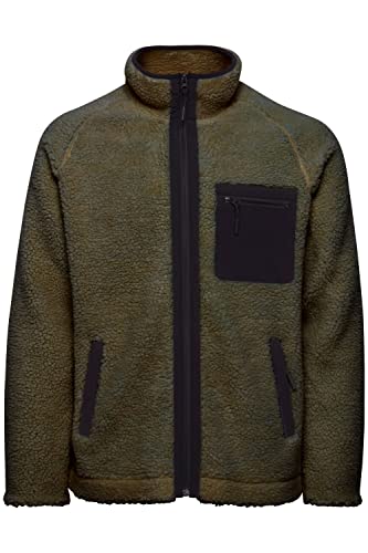 Indicode IDTrodie Herren Sweatjacke Cardigan Jacke Mit Teddy-Futter mit hochabschließendem Kragen aus angenehm weichem Teddy-Material, Größe:3XL, Farbe:Army (600) von Indicode