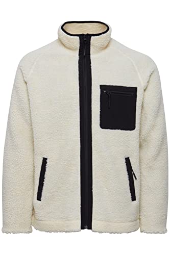 Indicode IDTrodie Herren Sweatjacke Cardigan Jacke Mit Teddy-Futter mit hochabschließendem Kragen aus angenehm weichem Teddy-Material, Größe:3XL, Farbe:White Asparagus (81) von Indicode