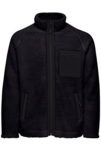 Indicode IDTrodie Herren Sweatjacke Cardigan Jacke Mit Teddy-Futter mit hochabschließendem Kragen aus angenehm weichem Teddy-Material, Größe:L, Farbe:Black (999) von Indicode