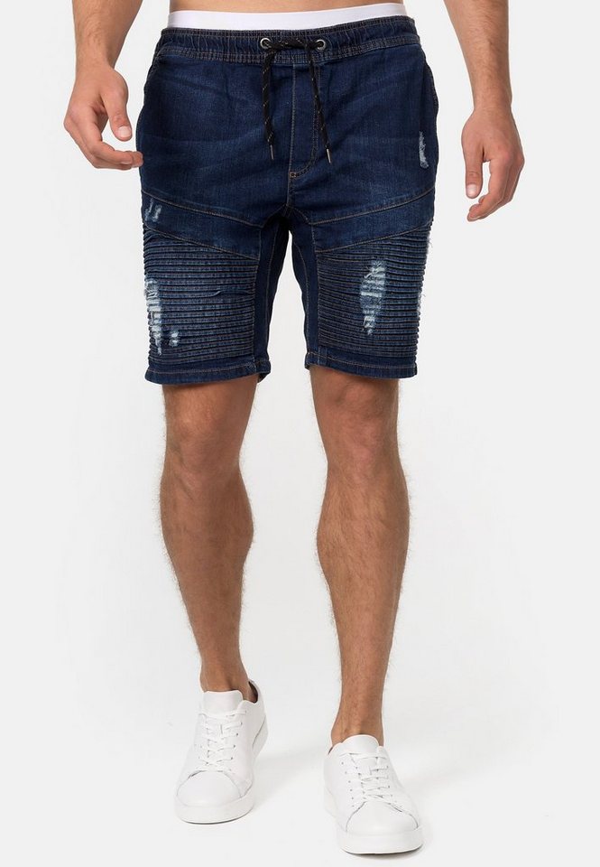 Indicode Jeansshorts Herren Ernest Jeans Shorts Herrenshorts aus elastischer Baumwoll-Qualität von Indicode