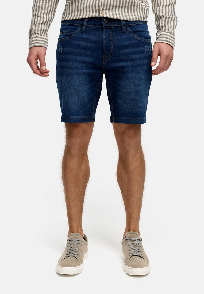 Indicode Jeansshorts Herren INMCFly Jeans Shorts Herrenshorts stretchy Denim-Shorts mit crushed washing von Indicode