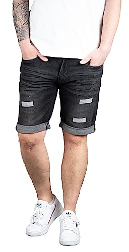 Indicode Joey Herren Shorts Jeansshorts Stretch Kurze Hose Jeans Short Denim (3XL, Black Holes) von Indicode