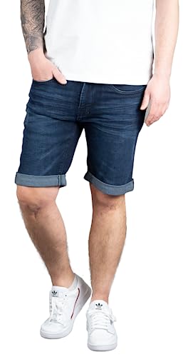 Indicode Joey Herren Shorts Jeansshorts inkl. Key Chain Stretch Kurze Hose Jeans Short Denim (M, Blue Black) von Indicode