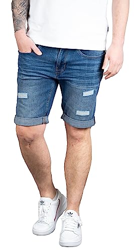 Indicode Joey Herren Shorts Jeansshorts Stretch Kurze Hose Jeans Short Denim (XL, Medium Indigo Holes) von Indicode