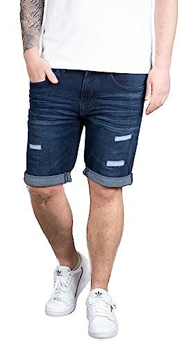 Indicode Joey Herren Shorts Jeansshorts inkl. Key Chain Stretch Kurze Hose Jeans Short Denim (XXL, Blue Black Holes) von Indicode