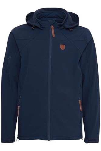 Indicode IDJonas Herren Softshelljacke Übergangsjacke Jacke mit Kapuze Reißverschlusstaschen Gummizug Regular fit, Größe:L, Farbe:Navy (400) von Indicode