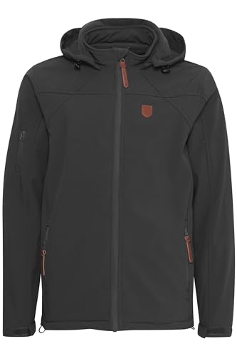 Indicode IDJonas Herren Softshelljacke Übergangsjacke Jacke mit Kapuze Reißverschlusstaschen Gummizug Regular fit, Größe:M, Farbe:Raven (930) von Indicode
