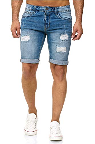 Indicode Kaden Holes Denim Shorts, Farbe: Blue Wash, Größe: L von Indicode