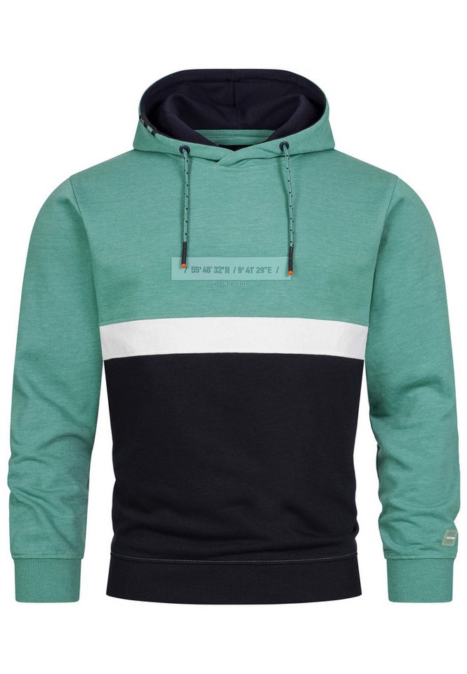 Indicode Hoodie Herren INMagnus Sweatshirt Kapuze Herrenhoodie Stylischer Kapuzenpullover mit Colorblock-Design von Indicode