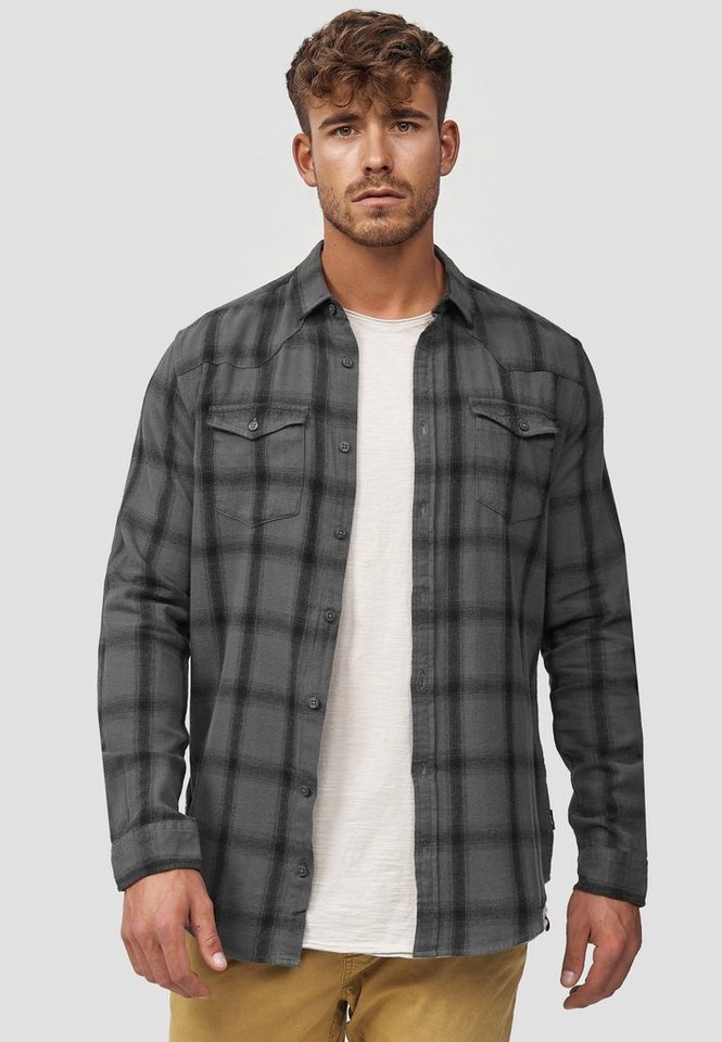 Indicode Langarmhemd Altin Flanellhemd im Karo-Design von Indicode