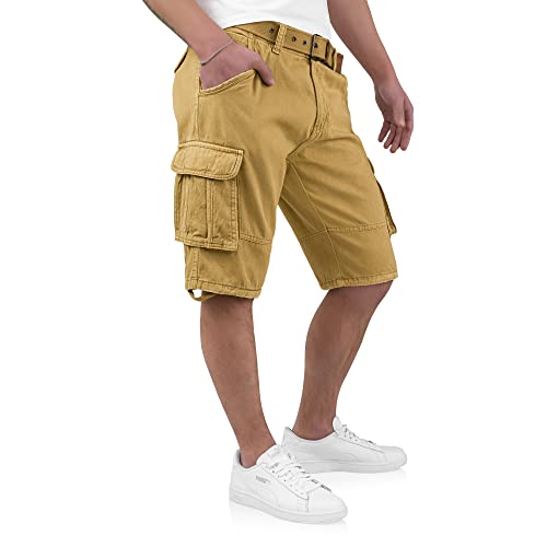 Indicode Kjeld Herren Cargoshorts mit 6 Taschen inkl. Stoffgürtel aus 100% Baumwolle | Kurze Hose Bermuda Sommer Herrenshorts Short Men Pants Cargohose kurz Sommerhose für Männer (XL, Amber) von Indicode