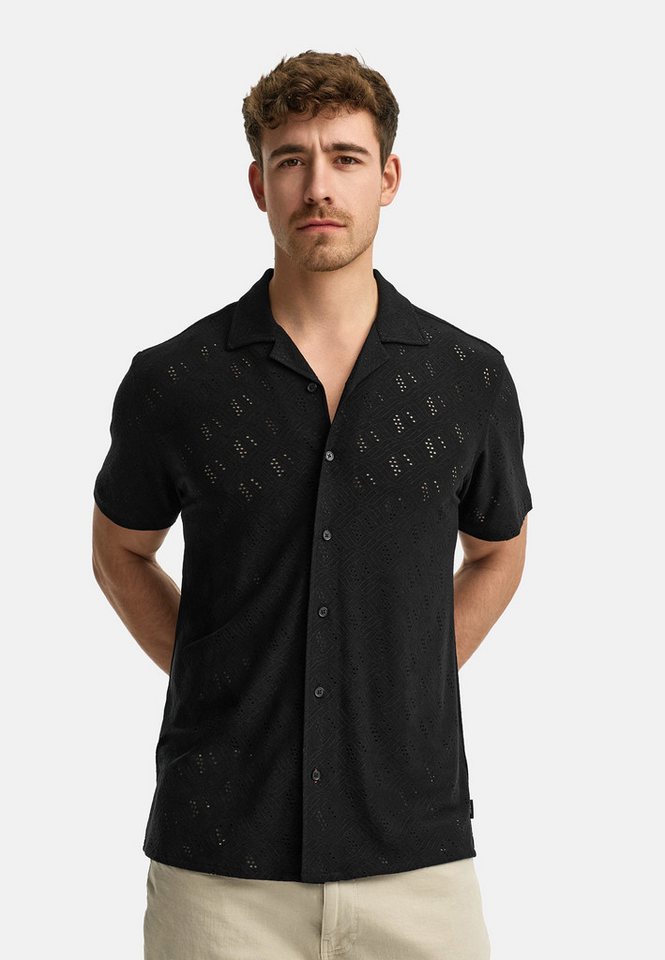 Indicode Kurzarmhemd Herren INJerry Herrenhemd Kurzarm Leichtes Kurzarm-Hemd mit Lochstickerei von Indicode