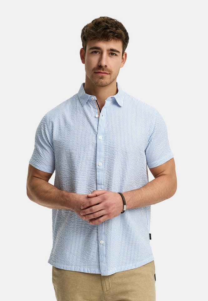 Indicode Kurzarmhemd Herren INMaribo Herrenhemd Kurzarm aus Seersucker-Material für maximale Luftzirkulation an warmen Tagen von Indicode