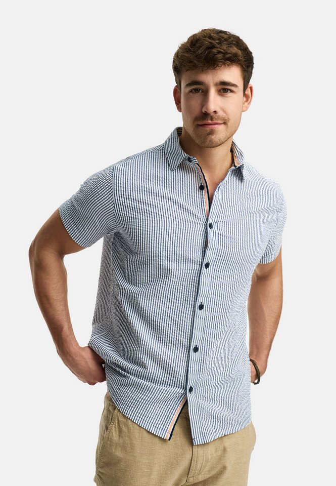 Indicode Kurzarmhemd Herren INMaribo Herrenhemd Kurzarm aus Seersucker-Material für maximale Luftzirkulation an warmen Tagen von Indicode