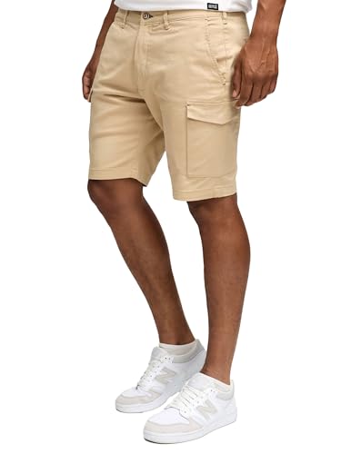 Indicode Kurze Hosen Herren - Laulax - Cargo Shorts für Männer aus Baumwolle - Sommer Freizeithose mit Taschen - Sportlich eleganter Look - Regular Fit - Bequemes Material mit Stretch - Cream - S von Indicode