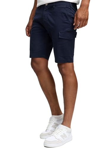 Indicode Kurze Hosen Herren - Laulax - Cargo Shorts für Männer aus Baumwolle - Sommer Freizeithose mit Taschen - Sportlich eleganter Look - Regular Fit - Bequemes Material mit Stretch - Navy - M von Indicode