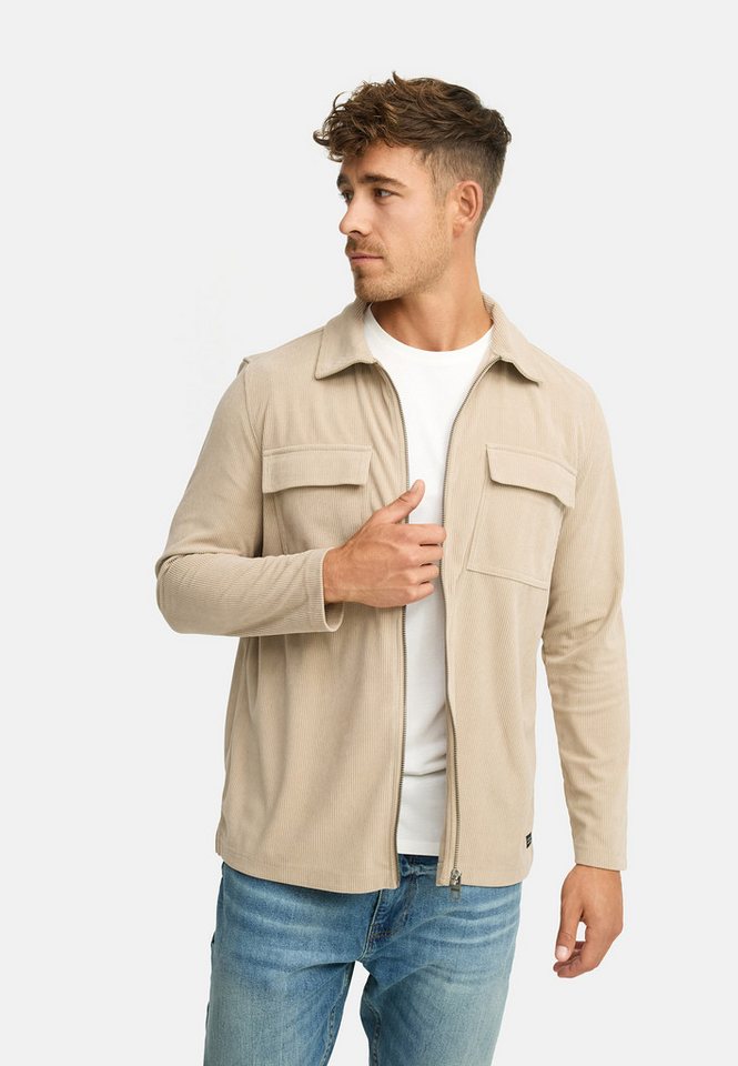 Indicode Langarmhemd Herren INNemoto Zip Herrenhemd Langarm Leichtes Zip-Hemd mit Brusttaschen von Indicode