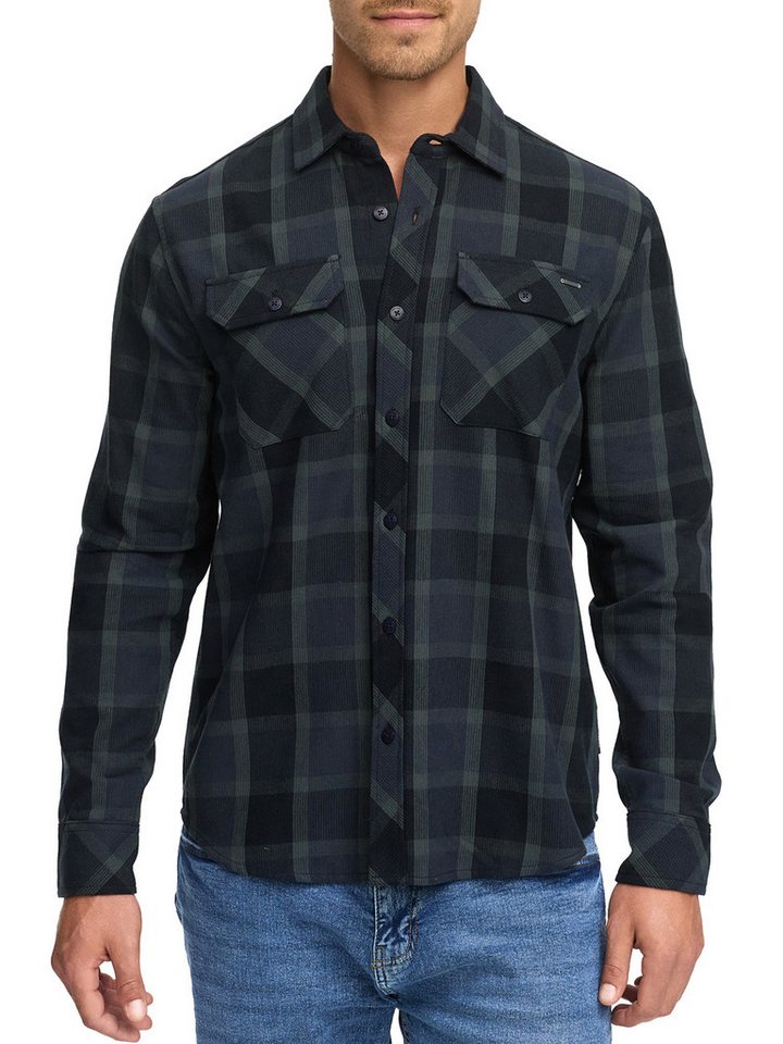 Indicode Langarmhemd Herren INPomal Herrenhemd Langarm Herren Karohemd aus 100% Baumwolle mit Brusttaschen und Umlegekragen von Indicode