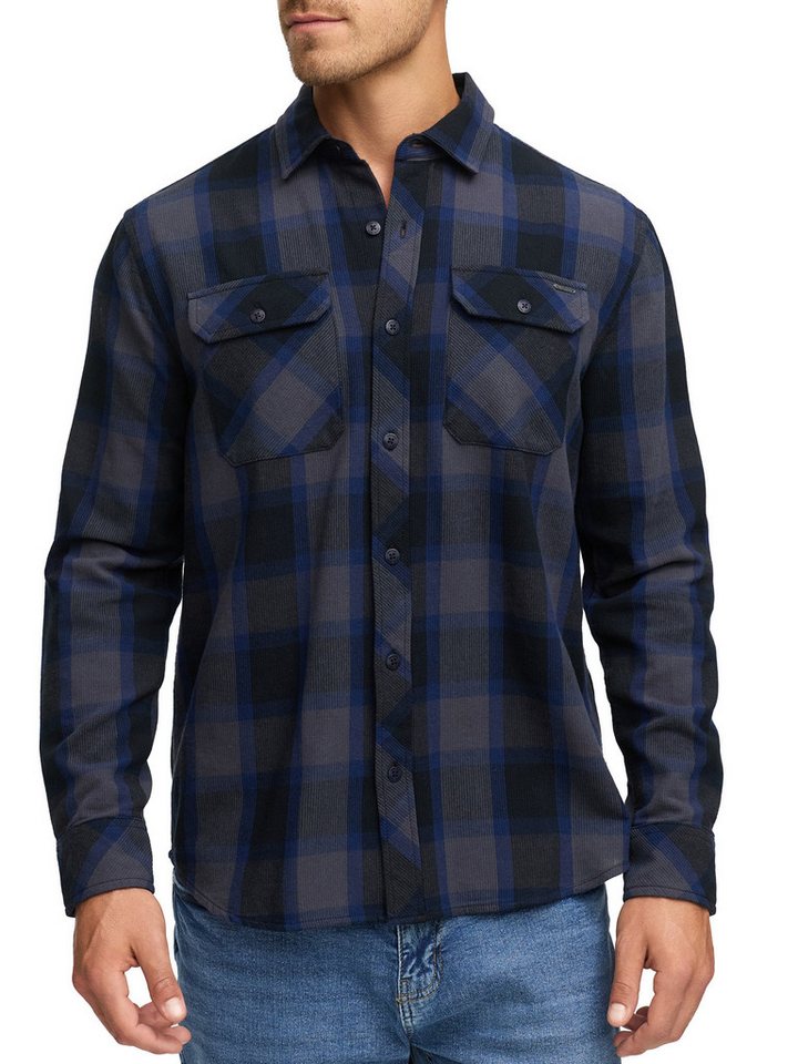 Indicode Langarmhemd Herren INPomal Herrenhemd Langarm Herren Karohemd aus 100% Baumwolle mit Brusttaschen und Umlegekragen von Indicode