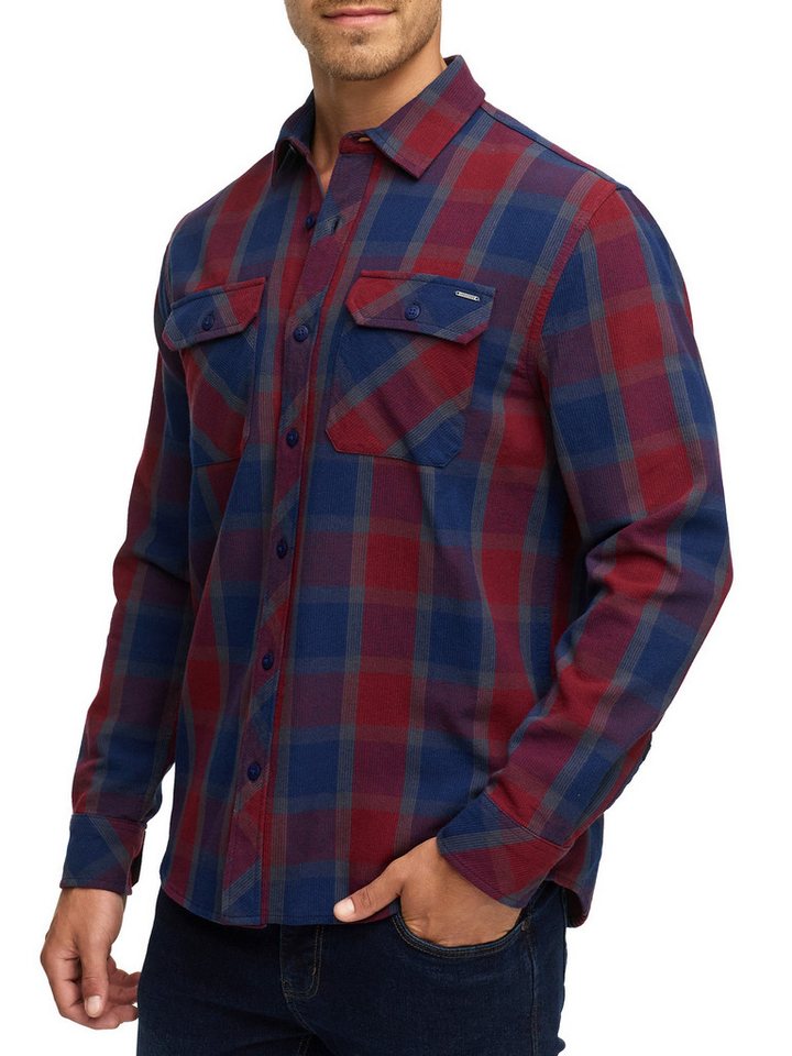 Indicode Langarmhemd Herren INPomal Herrenhemd Langarm Herren Karohemd aus 100% Baumwolle mit Brusttaschen und Umlegekragen von Indicode