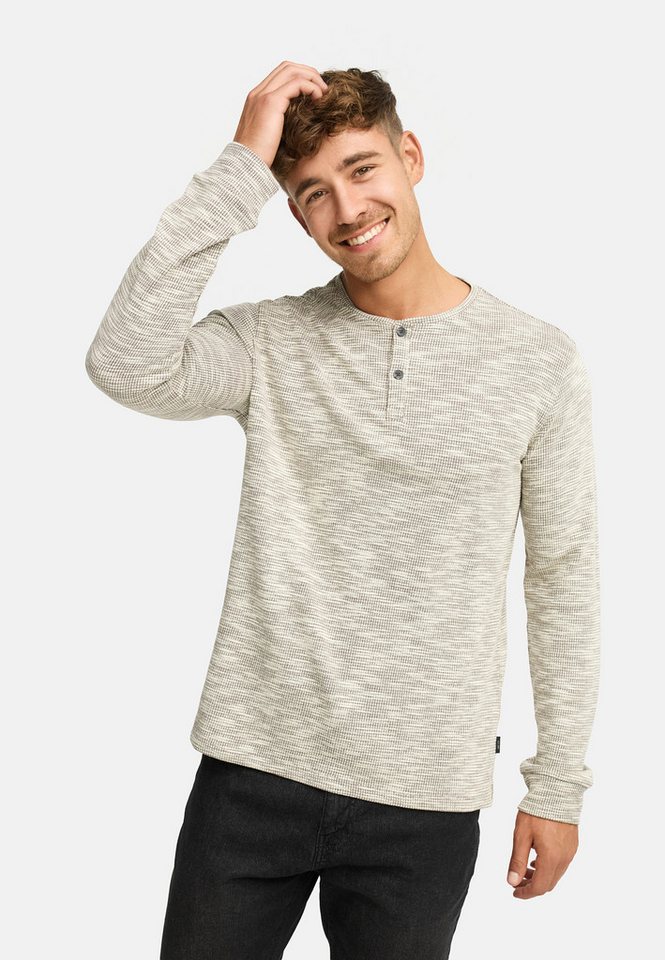 Indicode Langarmshirt Herren INVitus Shirt Langarm Herrenshirt Strukturiertes Henleyshirt mit Knopfleiste von Indicode