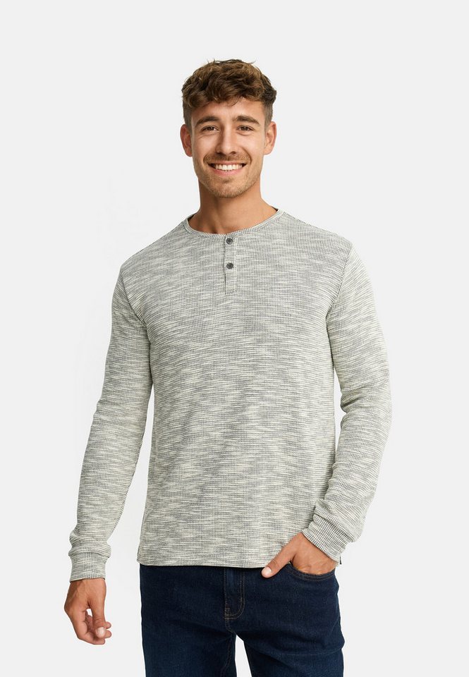 Indicode Langarmshirt Herren INVitus Shirt Langarm Herrenshirt Strukturiertes Henleyshirt mit Knopfleiste von Indicode