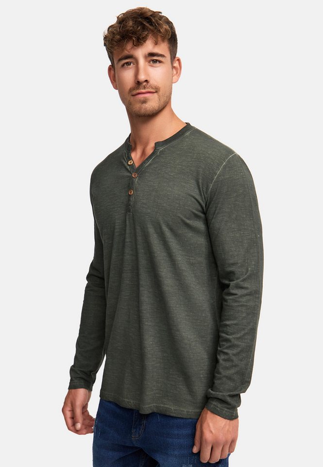 Indicode Langarmshirt Herren INKilsone Shirt Langarm Herrenshirt lässiges Longsleeve mit modischer Knopfleiste von Indicode