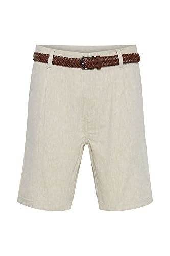 Indicode Ledian Herren Leinenshorts Kurze Leinenhose Bermuda mit Gürtel Regular Fit, Größe:XL, Farbe:Beige (007) von Indicode