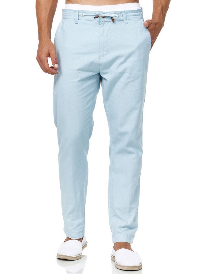 Indicode Leinenhose Herren Veneto Sommerhose Leinen Herrenhose leichte Sommerhose mit Kordelzug von Indicode