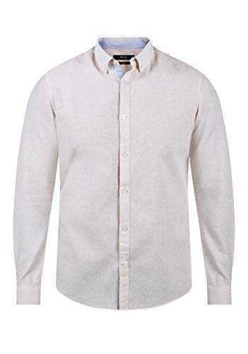 Indicode IDLuan Herren Leinenhemd Freizeithemd Hemd mit Button-Down-Kragen Knöpfe Regular fit, Größe:XXL, Farbe:Fog (004) von Indicode