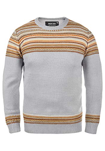 Indicode Lurdes Herren Strickpullover Grobstrick Pullover, Größe:L, Farbe:Grey Mix (914) von Indicode